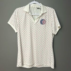 Chicago Cubs Men’s Antigua Polo Shirt White Palm Trees. Logo  - Size M